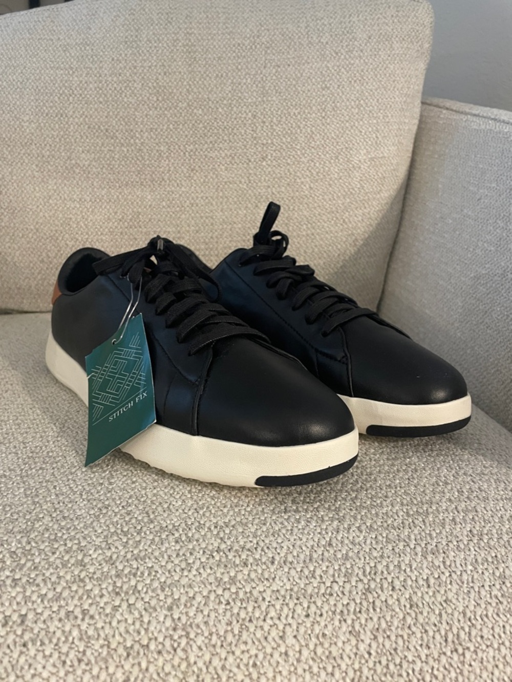 Cole Haan Black Leather Sneakers with White Sole